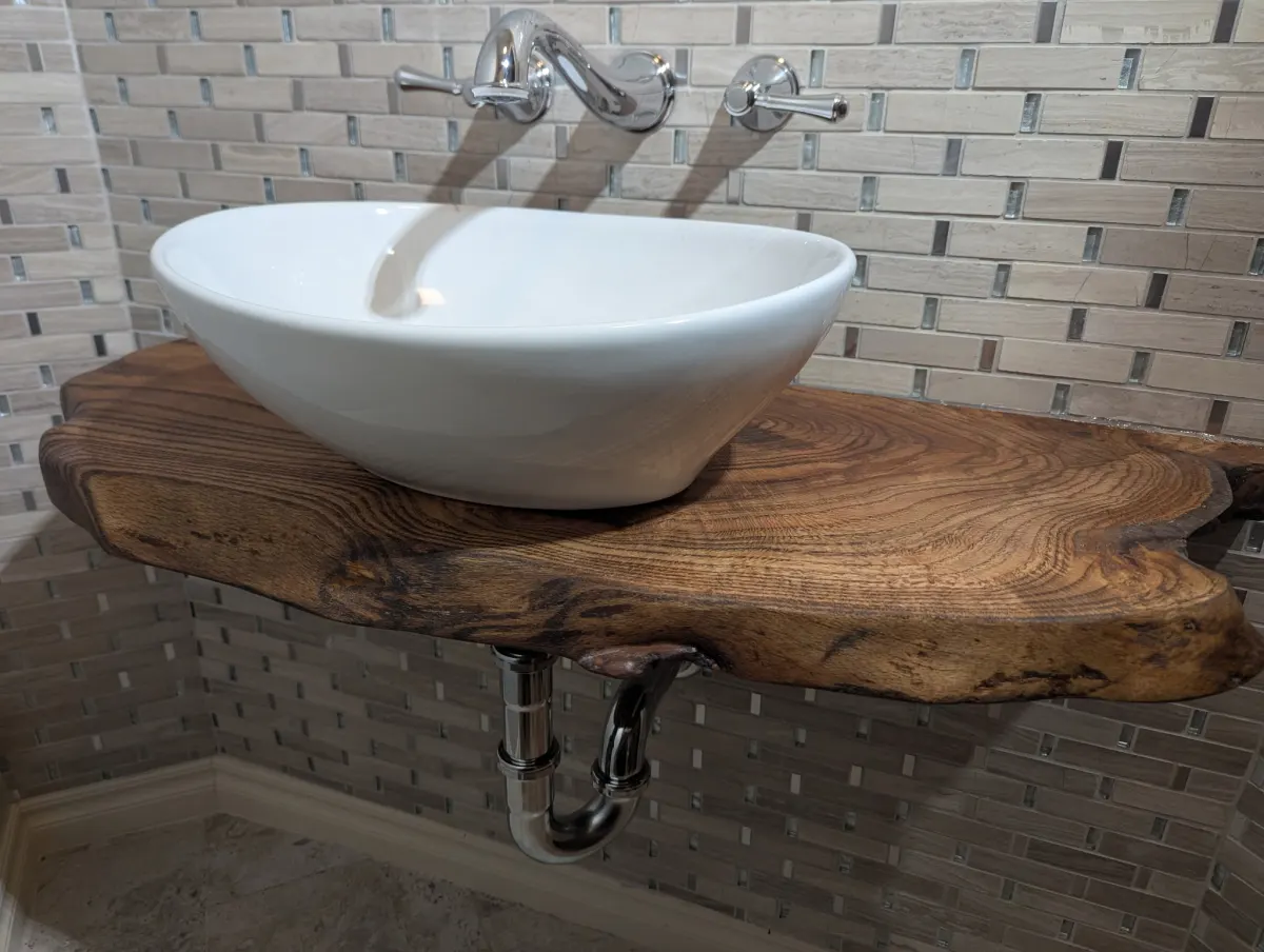 Live edge sink vanity custom furniture